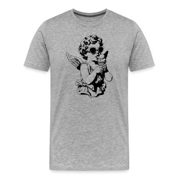 Cooler Cherub mit Sonnenbrille und Eis - Männer Premium Bio T-Shirt - Grau meliert - Vorne - Damien (186cm)