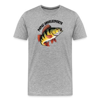 Angeln mit Papa - Männer Premium Bio T-Shirt - Grau meliert - Vorne - Damien (186cm)
