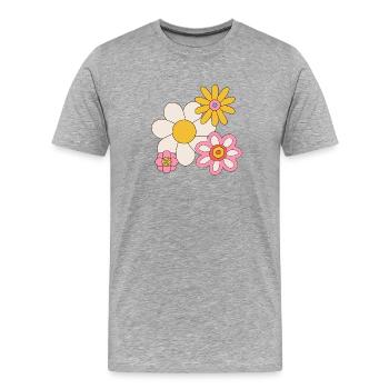 Graphique rétro de pouvoir floral – Hippie mignon des années 70 - T-shirt bio Premium Homme - gris chiné - Devant - Damien (186cm)