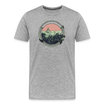 Pagoda Comic Style - Men's Premium Organic T-Shirt - heather grey - Front - Damien (186cm)