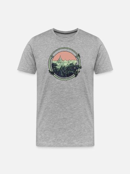 Pagoda Comic Style - Men's Premium Organic T-Shirt - heather grey