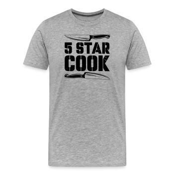 5_star_cook - Männer Premium Bio T-Shirt - Grau meliert - Vorne - Damien (186cm)