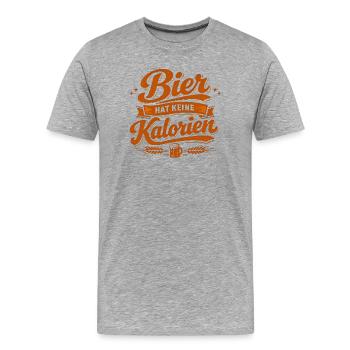 Bier hat keine Kalorien - Männer Premium Bio T-Shirt - Grau meliert - Vorne - Damien (186cm)