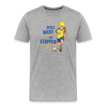 Teufelskicker aujourd’hui en lettres inarrêtables - T-shirt bio Premium Homme - gris chiné - Devant - Damien (186cm)