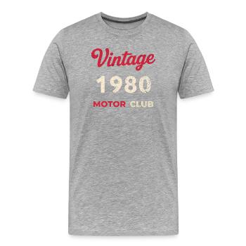 Cadeau vintage de l’année de naissance rétro du Motor Club des années 1980 - T-shirt bio Premium Homme - gris chiné - Devant - Damien (186cm)