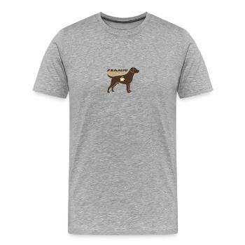 Groovy Dog Coffee Rétro années 70 - T-shirt bio Premium Homme - gris chiné - Devant - Damien (186cm)