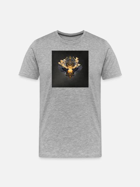 Dark Gold Winged Watch - Men's Premium Organic T-Shirt - heather grey