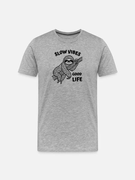 Sloth Resting on a Branch - Men's Premium Organic T-Shirt - heather grey