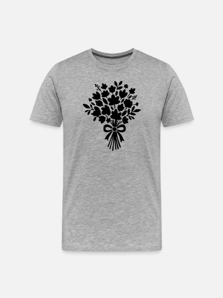 Bridal Bouquet – Black & White Wedding Design - Men's Premium Organic T-Shirt - heather grey