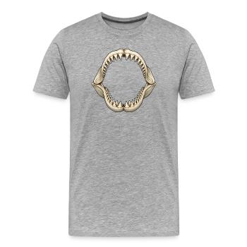 Shark Denture Motif Ocean Diving Sea Life - Men's Premium Organic T-Shirt - heather grey - Front - Damien (186cm)