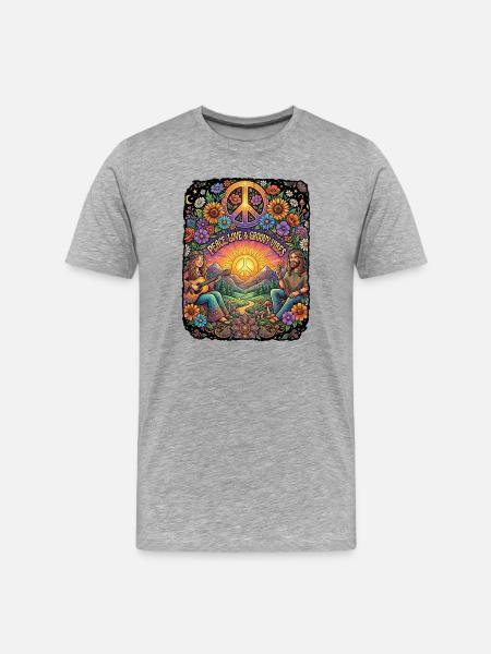 Peace Love Freedom - Men's Premium Organic T-Shirt - heather grey