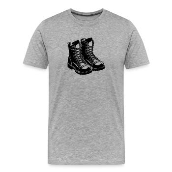 Combat Boots - Men's Premium Organic T-Shirt - heather grey - Front - Damien (186cm)