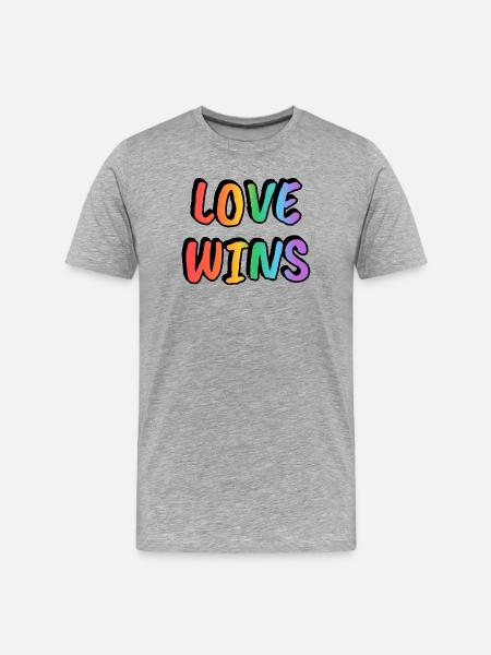 Love Wins Rainbow Gradient - Men's Premium Organic T-Shirt - heather grey