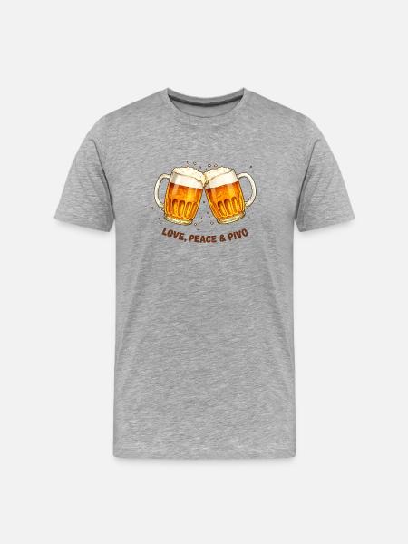 Love-_Peace_-_Bier - Men's Premium Organic T-Shirt - heather grey