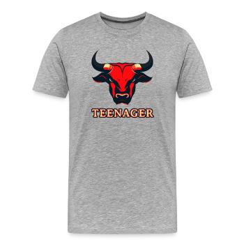 Roter Stierkopf Teenager - T-shirt bio Premium Homme - gris chiné - Devant - Damien (186cm)