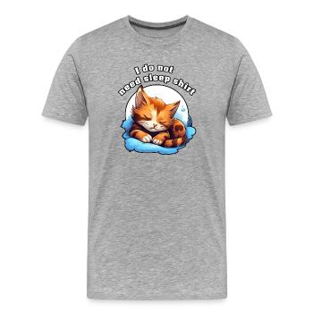 Schlaflose Katze auf Wolken Schlaf Shirt - Männer Premium Bio T-Shirt - Grau meliert - Vorne - Damien (186cm)