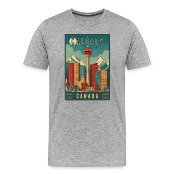 Découvrez la scène urbaine pittoresque de Calgary au Canada - T-shirt bio Premium Homme - gris chiné - Devant - Damien (186cm)
