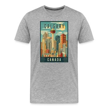 Découvrez la scène urbaine pittoresque de Calgary au Canada - T-shirt bio Premium Homme - gris chiné - Devant - Damien (186cm)