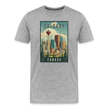 Découvrez la scène urbaine pittoresque de Calgary au Canada - T-shirt bio Premium Homme - gris chiné - Devant - Damien (186cm)