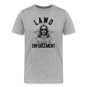 Strafverfolgung, Jesus, Bibel, christlicher Glaube - Männer Premium Bio T-Shirt - Grau meliert - Vorne - Damien (186cm)