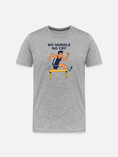 No Hurdle No Cry - Sprintheld - Männer Premium Bio T-Shirt - Grau meliert