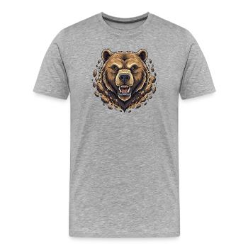 Wütiger Bergbär im Felsbruch - Männer Premium Bio T-Shirt - Grau meliert - Vorne - Damien (186cm)