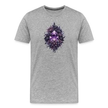 Cristal d’améthyste dans une couronne de lilas - T-shirt bio Premium Homme - gris chiné - Devant - Damien (186cm)