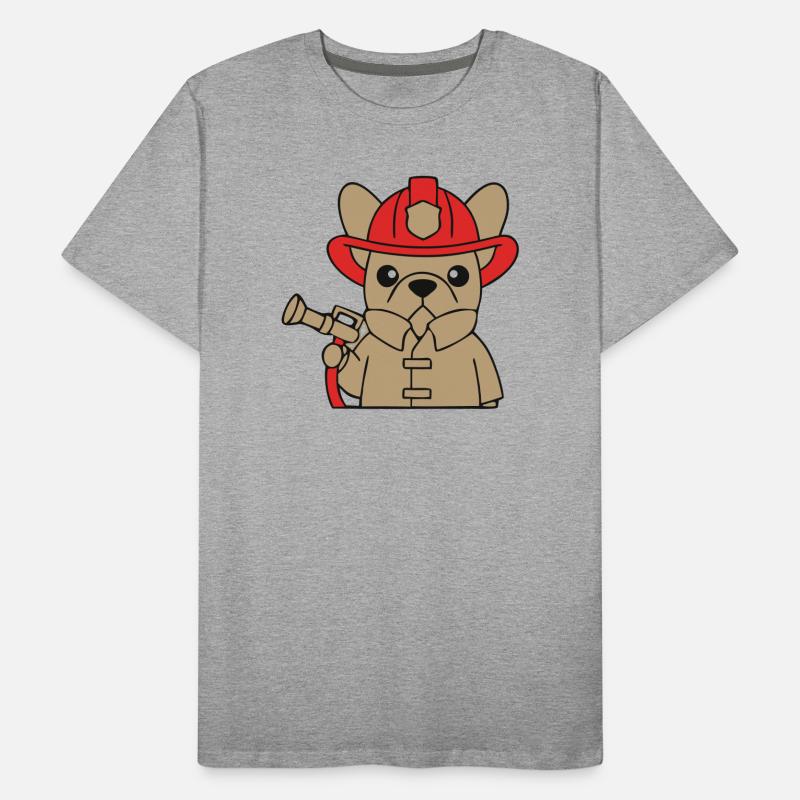 Frenchie Fire Brigade Dog Comic Men's Premium Organic T-Shirt