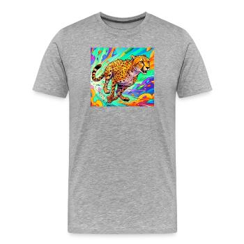 guépard - T-shirt bio Premium Homme - gris chiné - Devant - Damien (186cm)