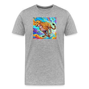Gepard - Männer Premium Bio T-Shirt - Grau meliert - Vorne - Damien (186cm)
