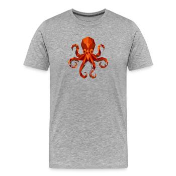 Polygone Calamar Pieuvre - T-shirt bio Premium Homme - gris chiné - Devant - Damien (186cm)