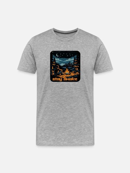 Stay Awake Campfire Night - Men's Premium Organic T-Shirt - heather grey