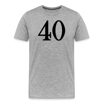 40. 40 ANS. 40e ANNIVERSAIRE. ANNIVERSAIRE 40 ANS. - T-shirt bio Premium Homme - gris chiné - Devant - Damien (186cm)