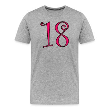 18. 18 ANS. 18e ANNIVERSAIRE. ANNIVERSAIRE 18 ANS. - T-shirt bio Premium Homme - gris chiné - Devant - Damien (186cm)