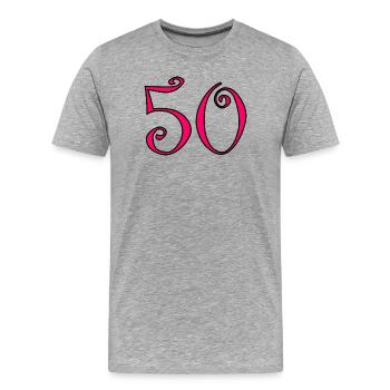 50. 50 ANS. 50e ANNIVERSAIRE. ANNIVERSAIRE 50 ANS. - T-shirt bio Premium Homme - gris chiné - Devant - Damien (186cm)