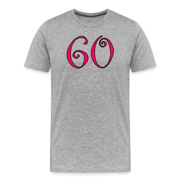 60. 60 ANS. 60e ANNIVERSAIRE. ANNIVERSAIRE 60 ANS. - T-shirt bio Premium Homme - gris chiné - Devant - Damien (186cm)