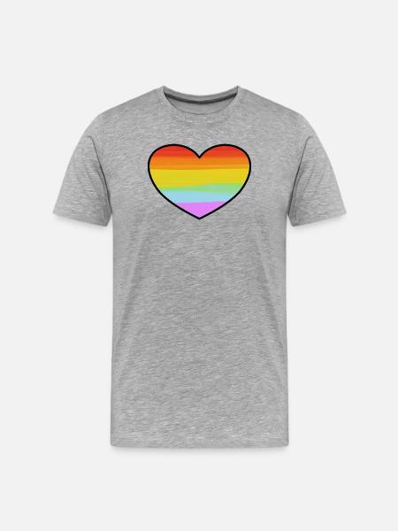 Rainbow Pride Heart - Men's Premium Organic T-Shirt - heather grey