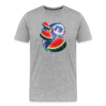 Space Melon Neon Cosmos - Men's Premium Organic T-Shirt - heather grey - Front - Damien (186cm)