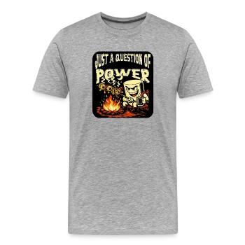 Rôti au feu de camp - T-shirt bio Premium Homme - gris chiné - Devant - Damien (186cm)