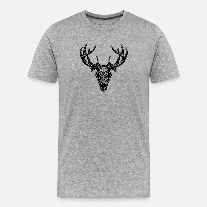 Hirschschädel - Männer Premium Bio T-Shirt - Grau meliert