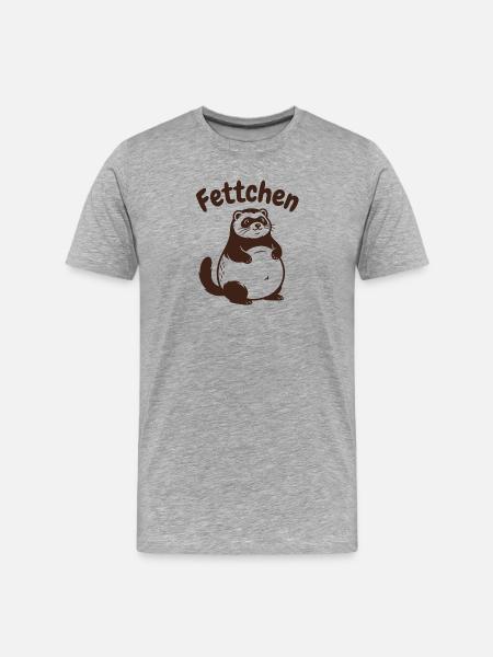 Frettchen - Fettchen mit dicken Bauch - Männer Premium Bio T-Shirt - Grau meliert