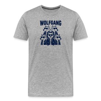 Jeu de mots drôle avec Wolfgang Bande - T-shirt bio Premium Homme - gris chiné - Devant - Damien (186cm)