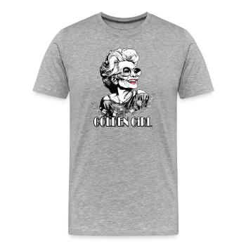 Golden Girl Retro Blütenportrait - Männer Premium Bio T-Shirt - Grau meliert - Vorne - Damien (186cm)
