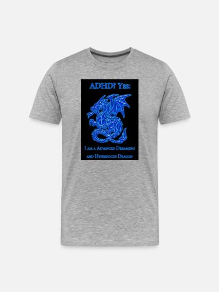 TDAH-Dragon - T-shirt bio Premium Homme - gris chiné