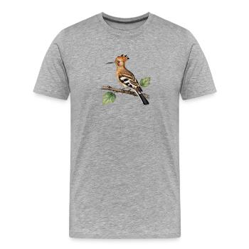 Hoopoe on branch - Men's Premium Organic T-Shirt - heather grey - Front - Damien (186cm)
