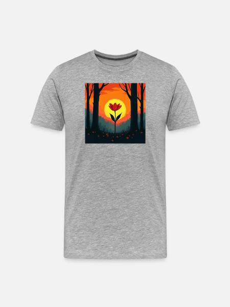 Sonnenrose im Wald - Männer Premium Bio T-Shirt - Grau meliert