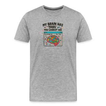 Cerveau coloré avec des onglets cachés - T-shirt bio Premium Homme - gris chiné - Devant - Damien (186cm)