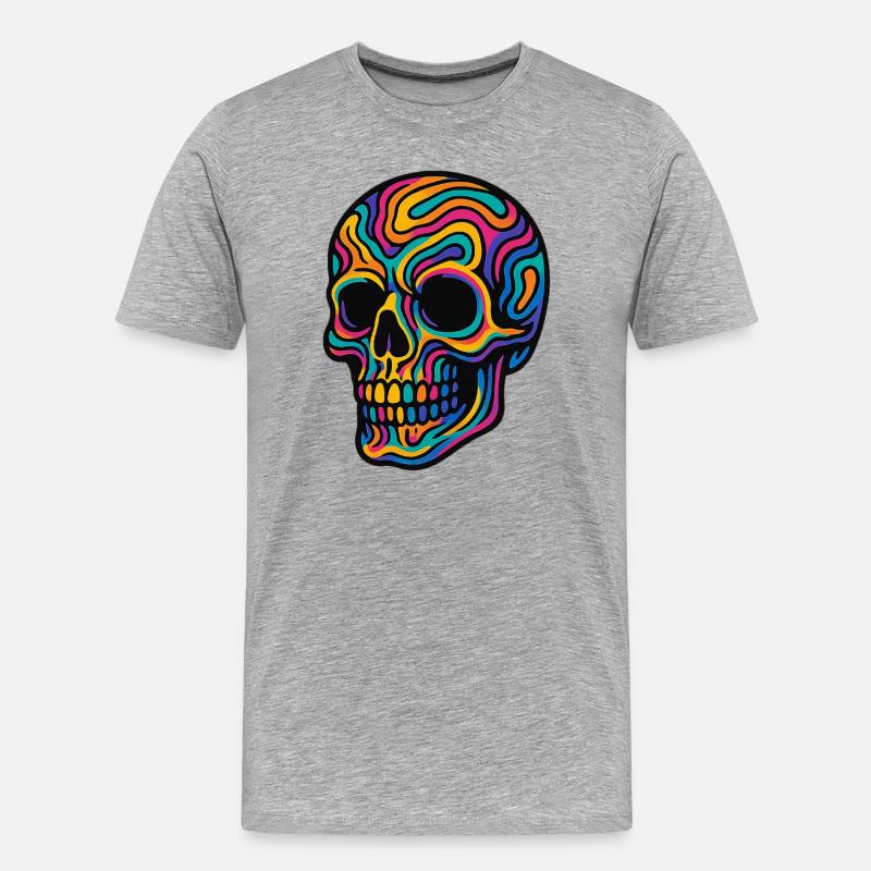 Psychedelischer Totenkopf – Trippy Skull Design - Männer Premium Bio T-Shirt - Grau meliert