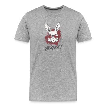 Cool Bunny BÄM Statement Statement Drôle - T-shirt bio Premium Homme - gris chiné - Devant - Damien (186cm)