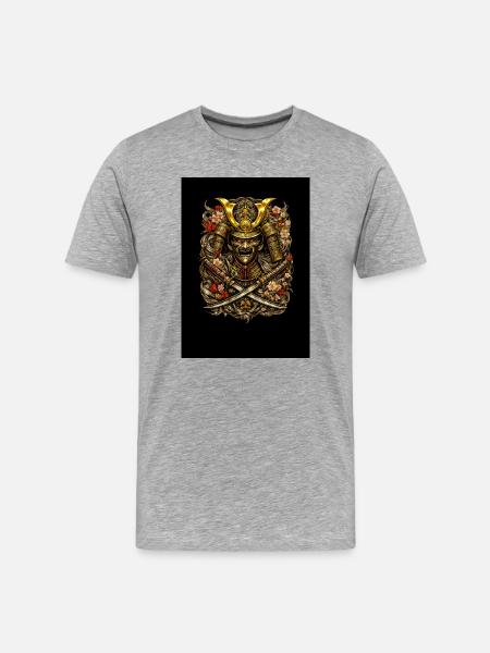 Samurai Blossom Helmet - Men's Premium Organic T-Shirt - heather grey
